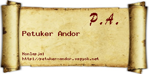 Petuker Andor névjegykártya